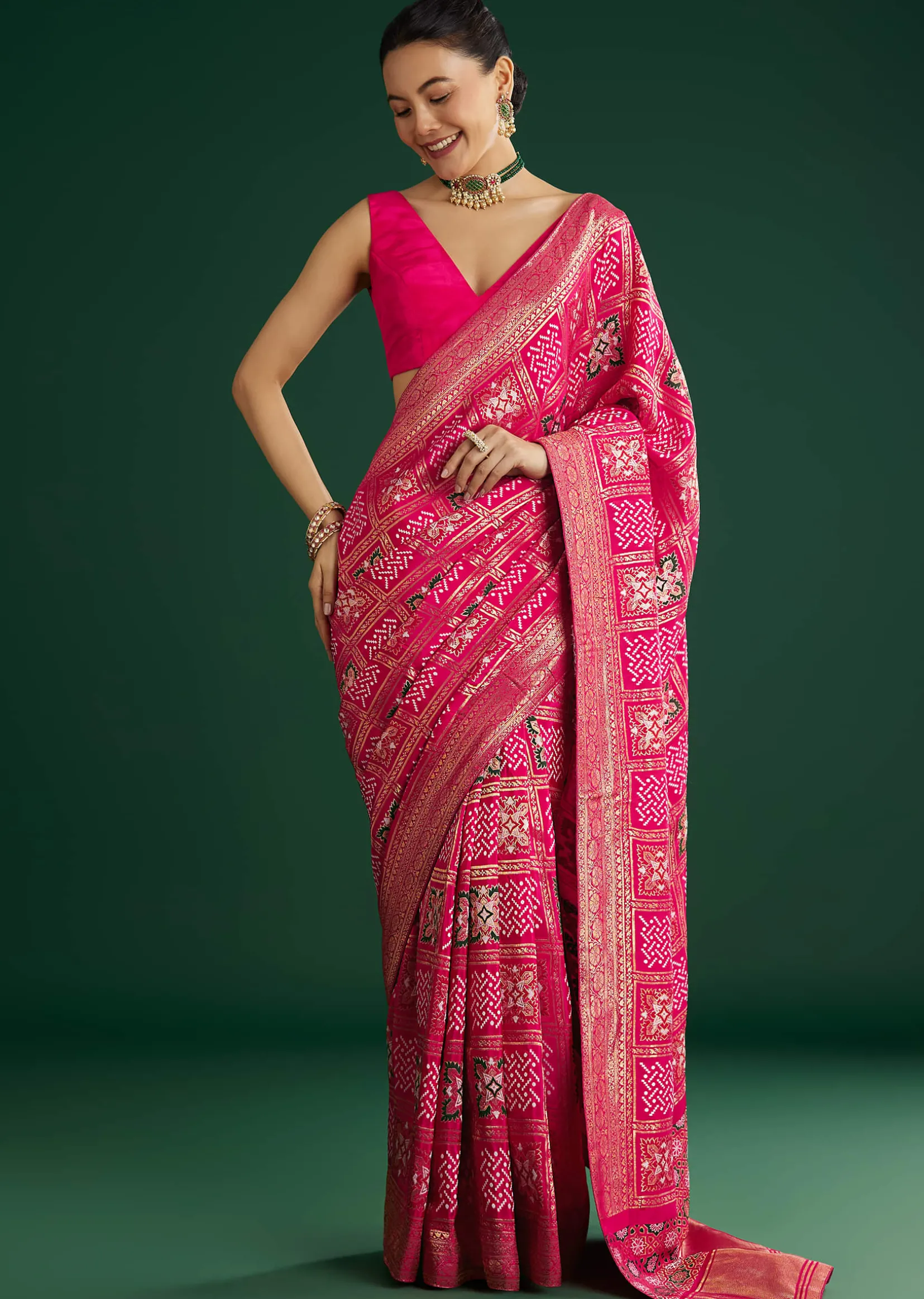 Pink Dola Silk Saree With Woven Patola