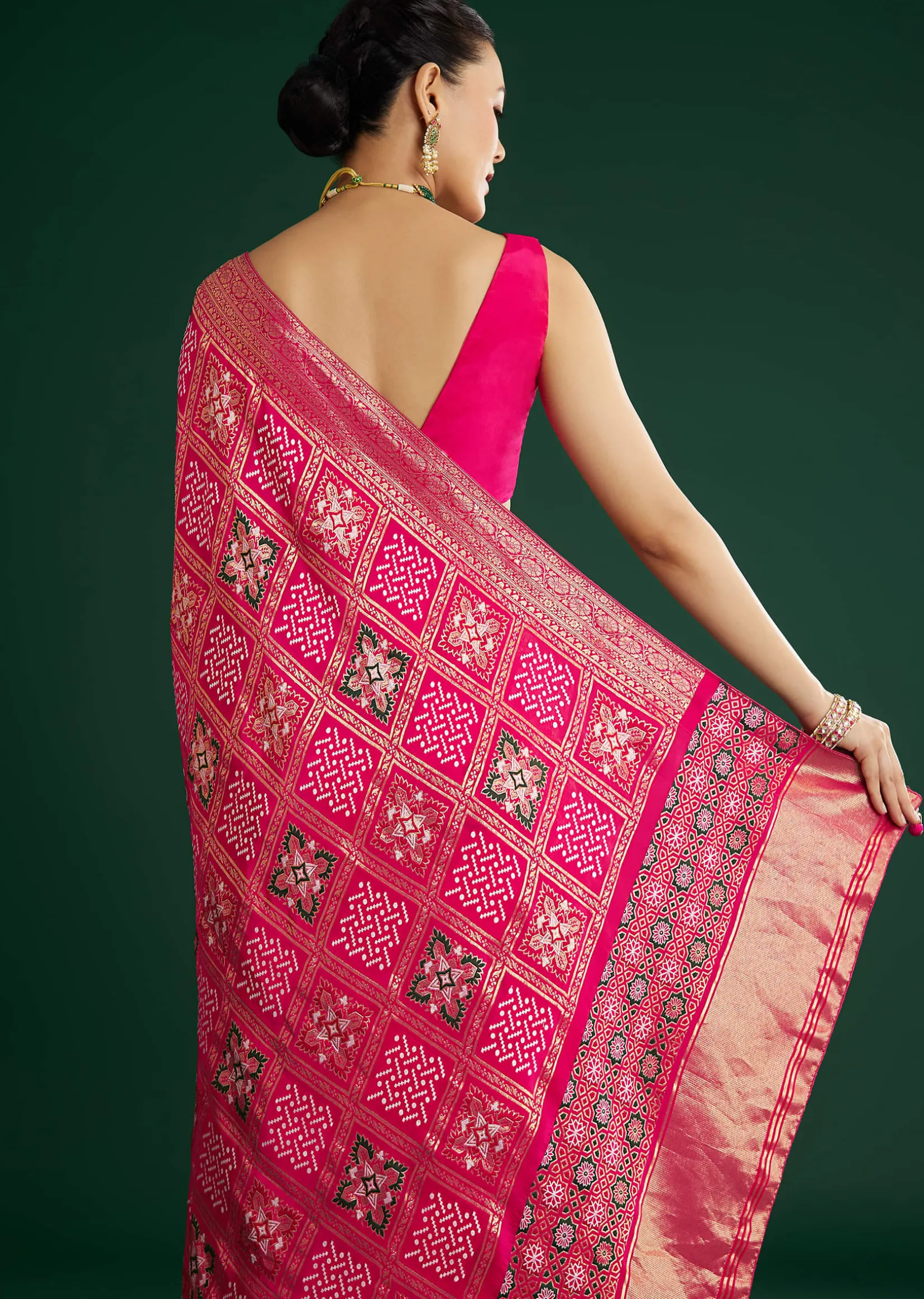 Pink Dola Silk Saree With Woven Patola