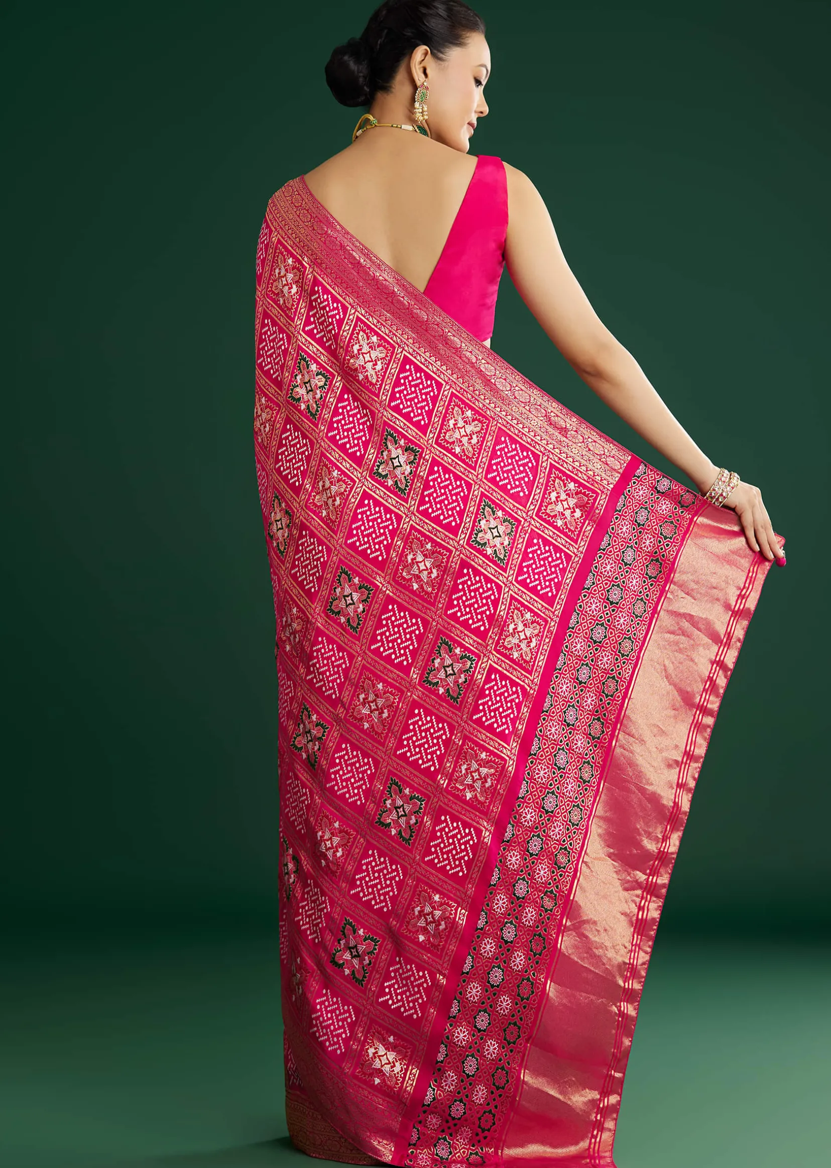 Pink Dola Silk Saree With Woven Patola