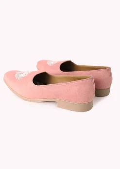 Pink Embroidered Juttis In Velvet