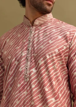 Pink Embroidered Lehariya Print Kurta Set