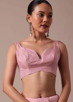 Pink Embroidered Organza Saree With Unstitched Blouse