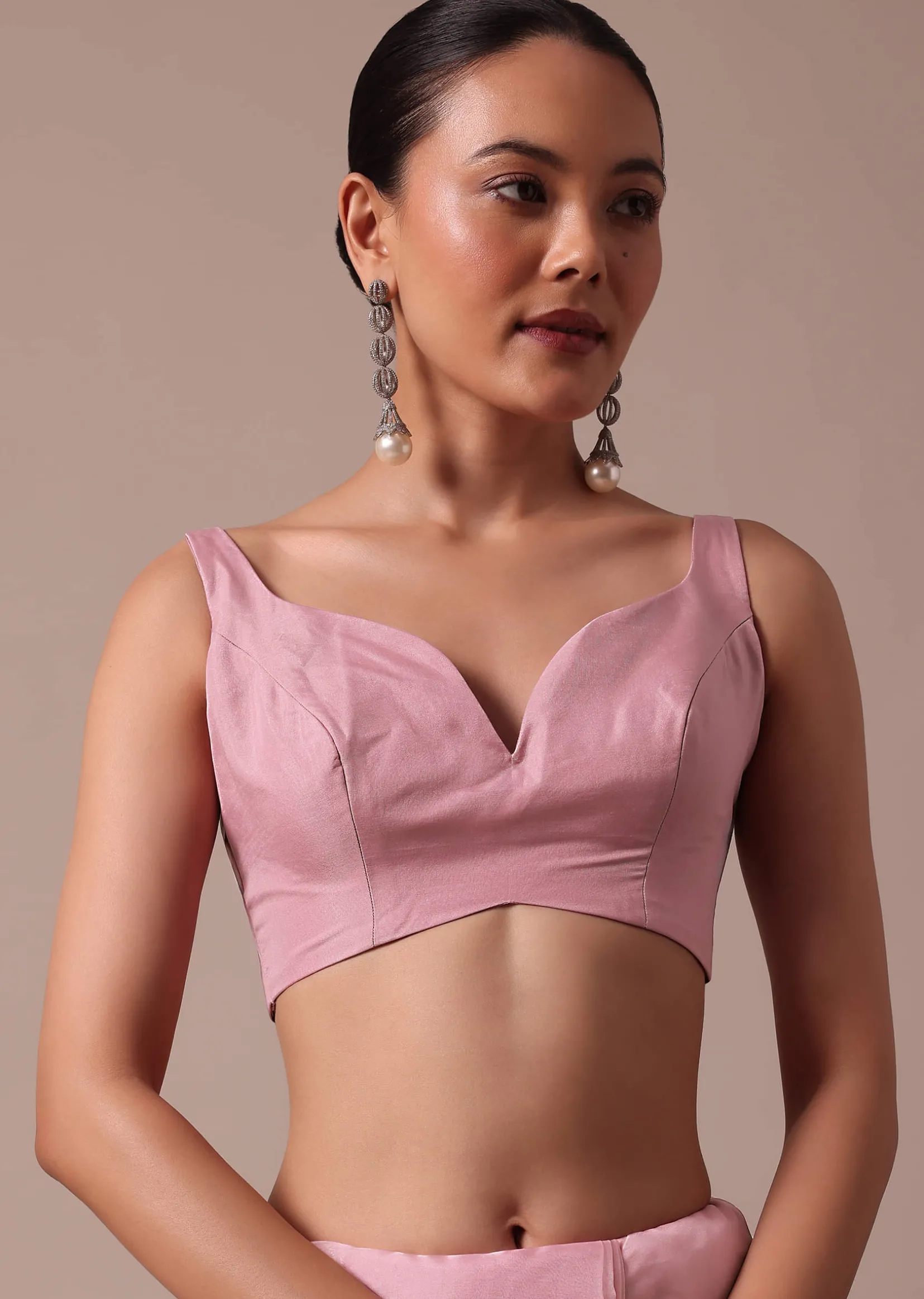Pink Embroidered Organza Saree With Unstitched Blouse