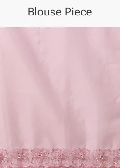 Pink Embroidered Organza Saree With Unstitched Blouse