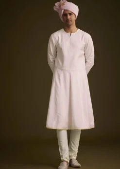 Pink Floral Embroidered Sherwani With Pearl Detailing