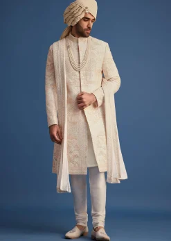 Pink Hand Embroidered Sherwani Suit