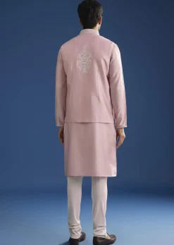Pink Kurta Jacket Set With Gota Cutwork