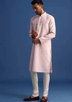 Pink Kurta Set With Foil Printed Motifs