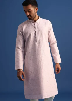 Pink Kurta Set With Foil Printed Motifs