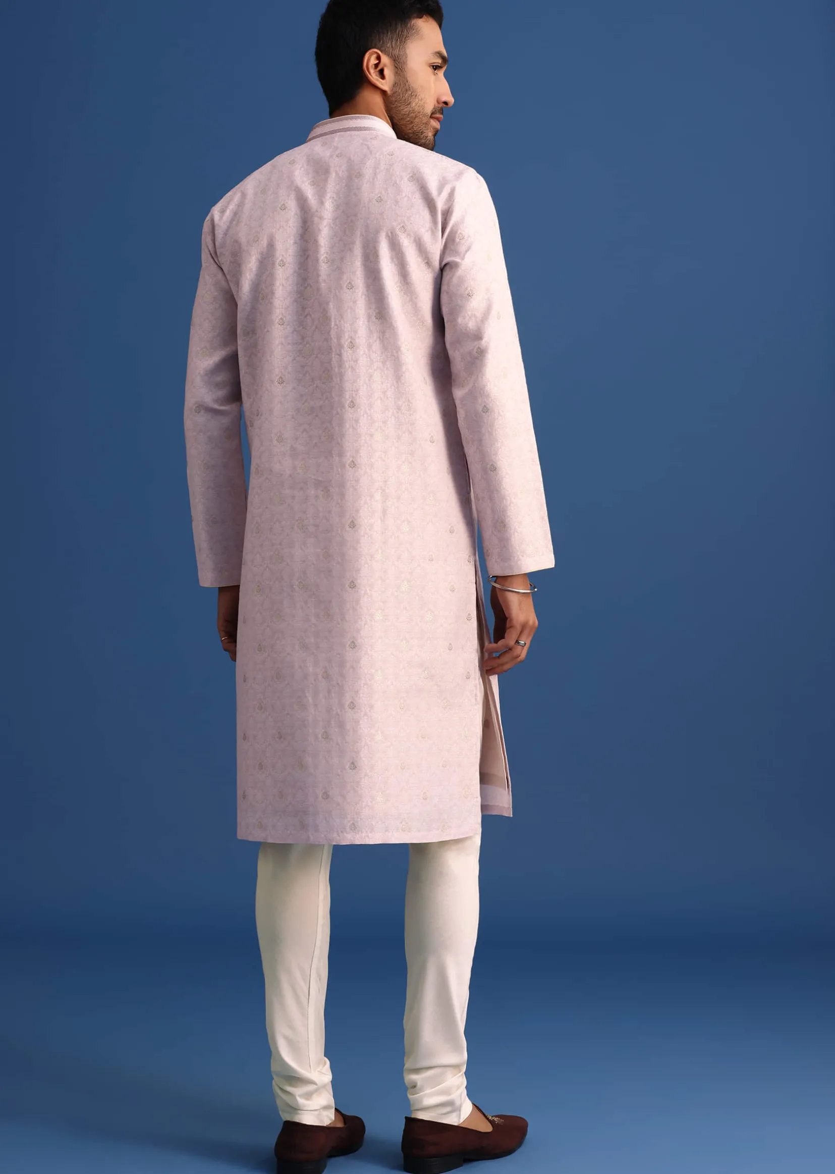 Pink Kurta Set With Foil Printed Motifs