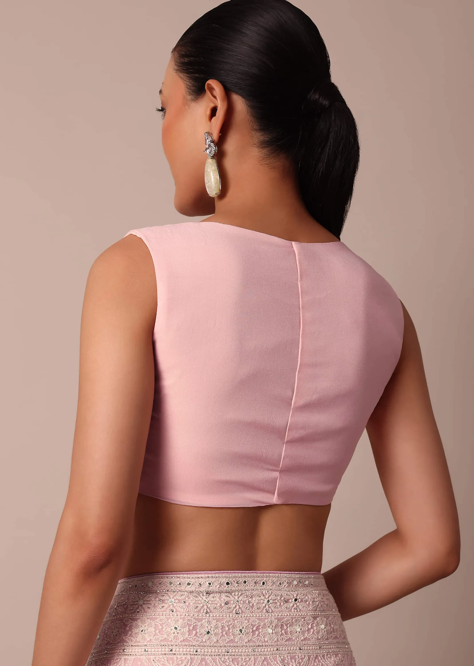 Pink Lucknowi Chikankari Saree With Sequin Embellishments