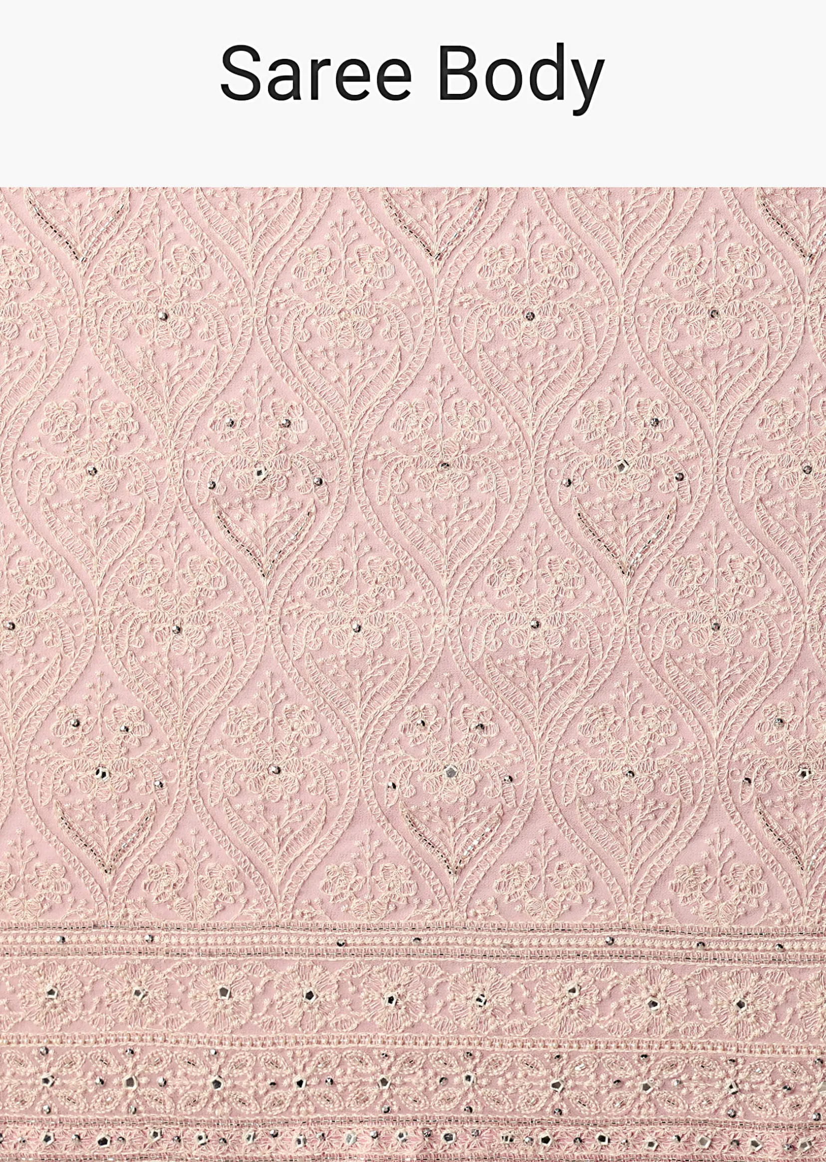 Pink Lucknowi Chikankari Saree With Sequin Embellishments