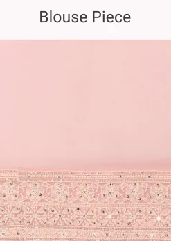 Pink Lucknowi Chikankari Saree With Sequin Embellishments