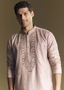 Pink Modal Kurta Set With Thread Work