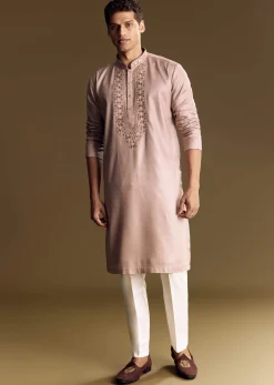 Pink Modal Kurta Set With Thread Work