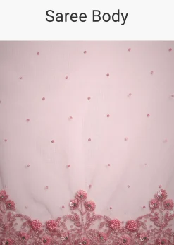 Pink Net Embroidered Saree With Cudtana And Sequin Work