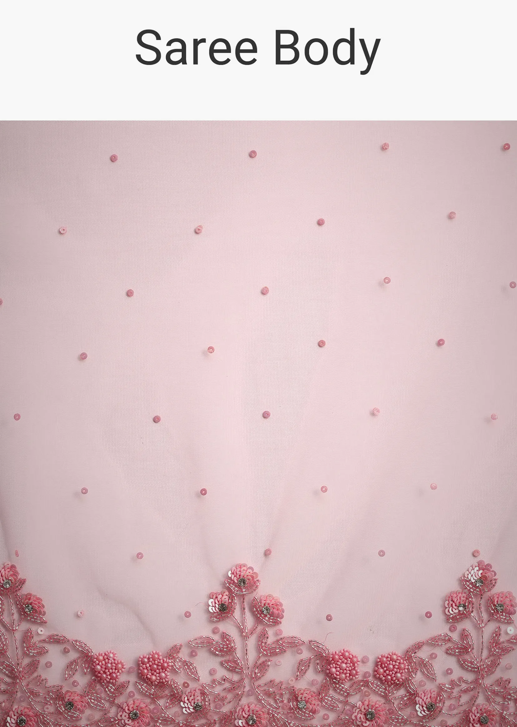 Pink Net Embroidered Saree With Cudtana And Sequin Work