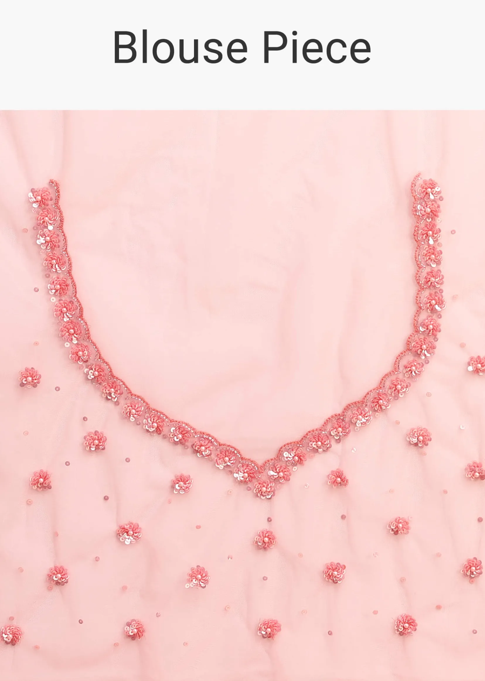 Pink Net Embroidered Saree With Unstitched Blouse