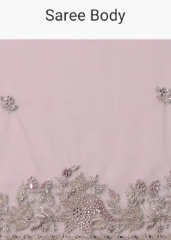 Pink Net Saree With All Over Embroidery