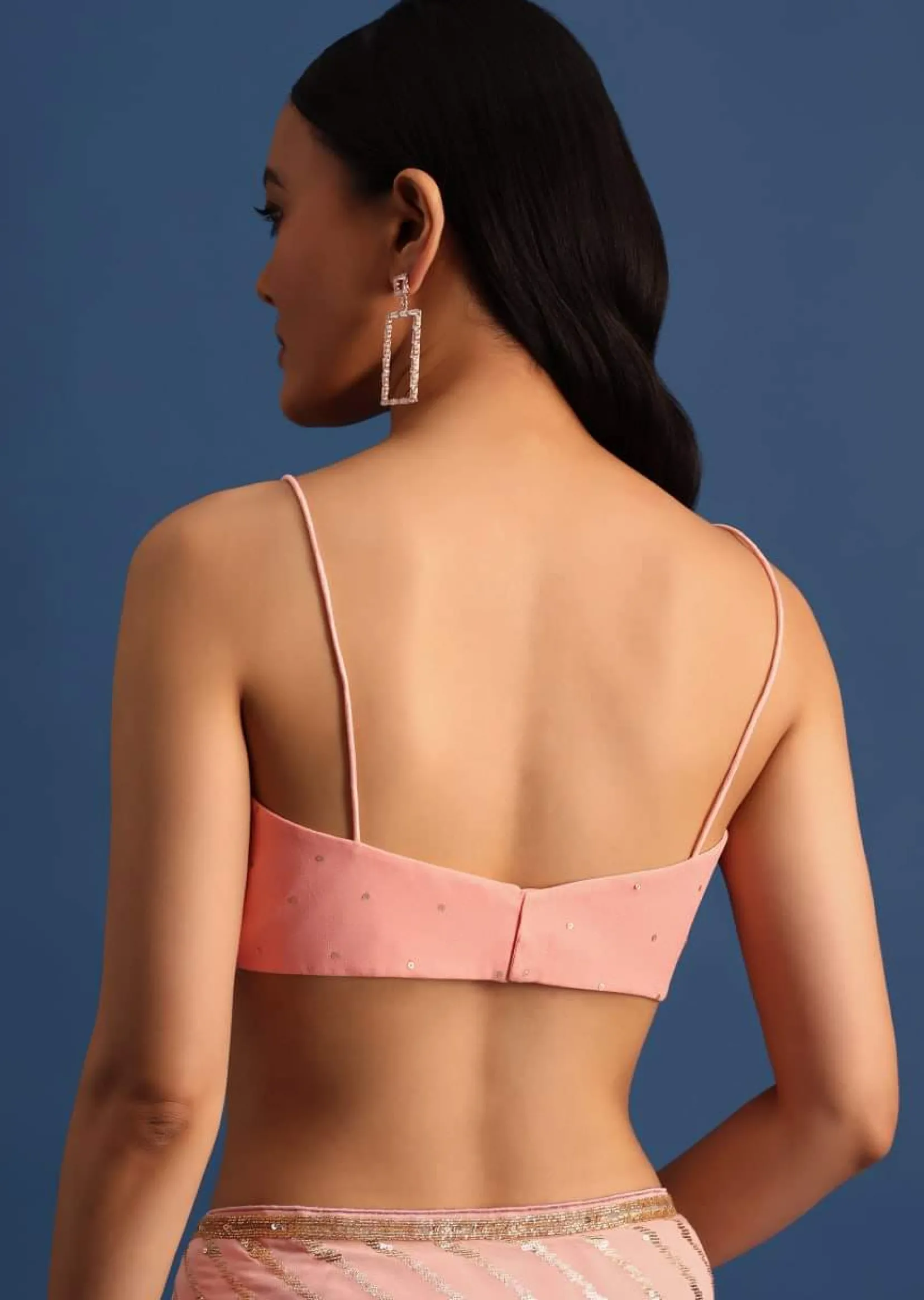 Pink Ombre Georgette Saree In Sequin With Unstitched Blouse