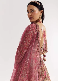 Pink Ombre Printed Anarkali Suit With Gotta And Mirror Work