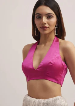 Pink Ombre Sequins Saree With Scallop Border