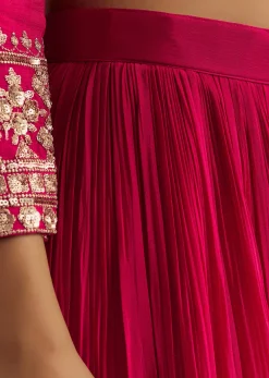 Pink Palazzo Dupatta Set With sequins Work