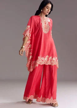 Pink Printed Co-ord Set With Mirror Work