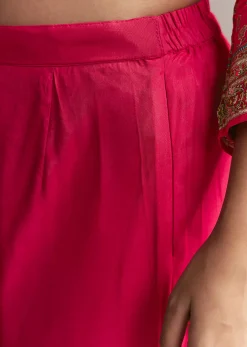 Pink Printed Crepe Anarkali Set