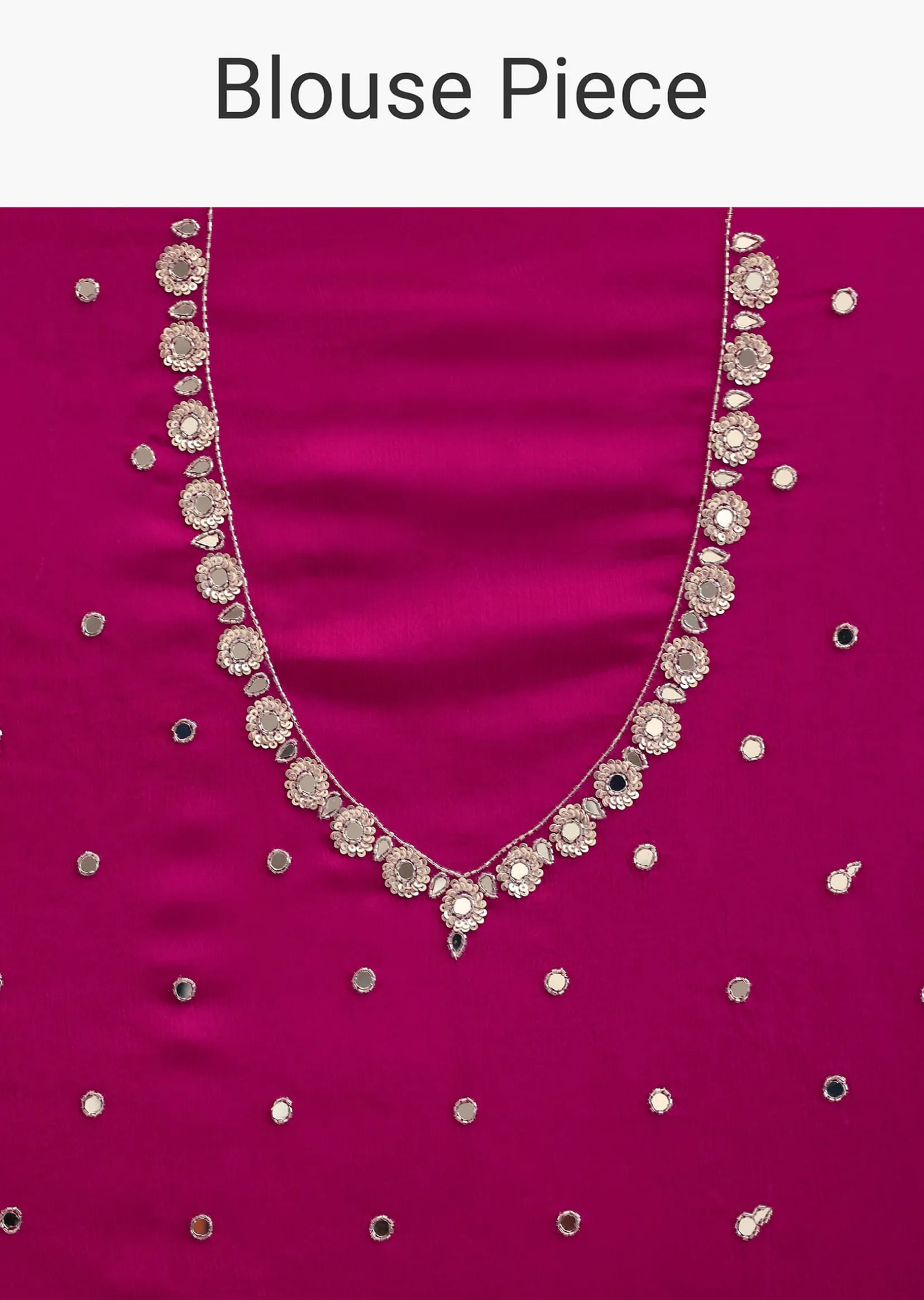 Pink Satin Chinon Saree With Floral Motif Scallop Border And Unstitched Blouse Piece