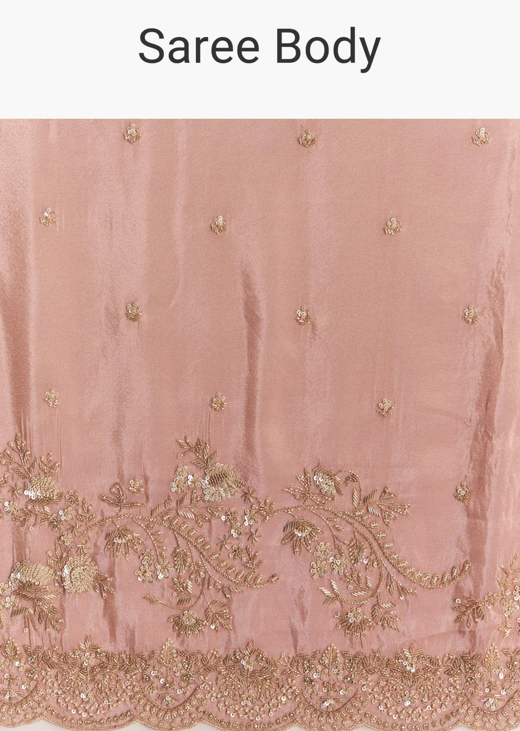 Pink Satin Saree With Scalloped Embroidery