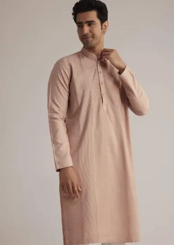 Pink Silk Blend Kurta With Pintuck Detailing