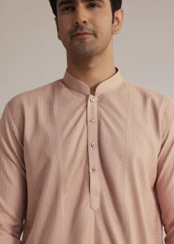Pink Silk Blend Kurta With Pintuck Detailing