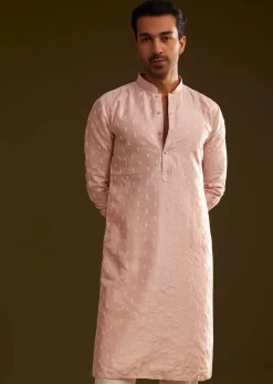 Pink Silk Embroidered Kurta Set