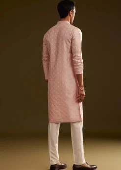 Pink Silk Embroidered Kurta Set