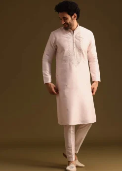 Pink Silk Full Sleeves Kurta And Pant
