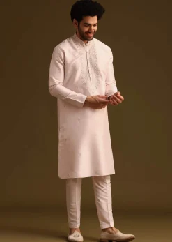 Pink Silk Full Sleeves Kurta And Pant