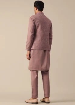 Pink Silk Indo Fusion Jacket Kurta Set