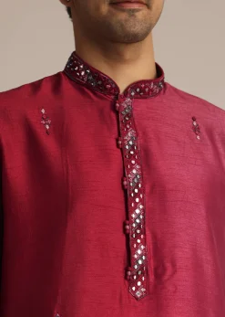 Pink Silk Ombre Kurta Set