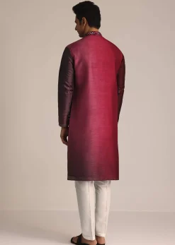 Pink Silk Ombre Kurta Set
