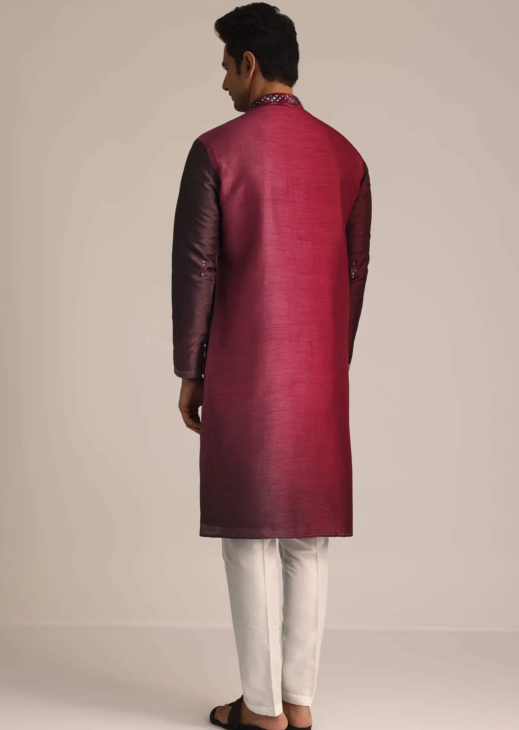 Pink Silk Ombre Kurta Set