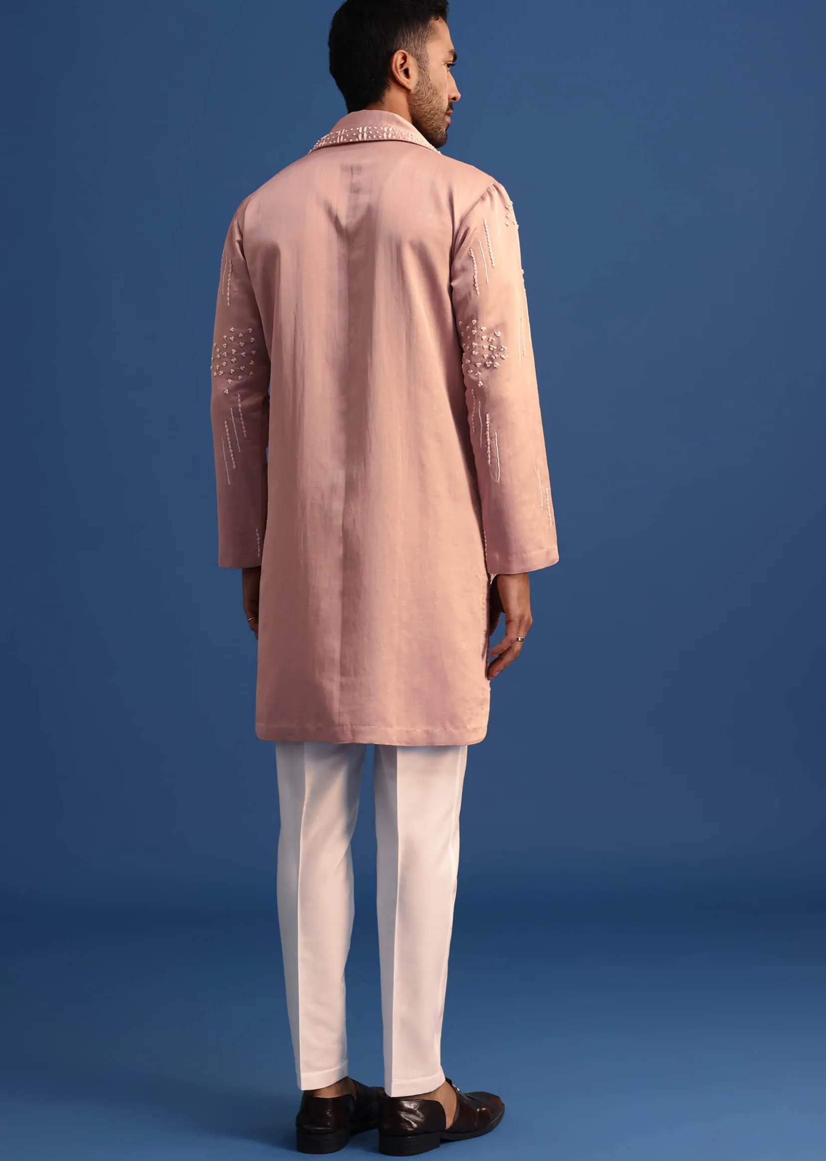 Pink Thread Handowork Kurta Set With Dupatta