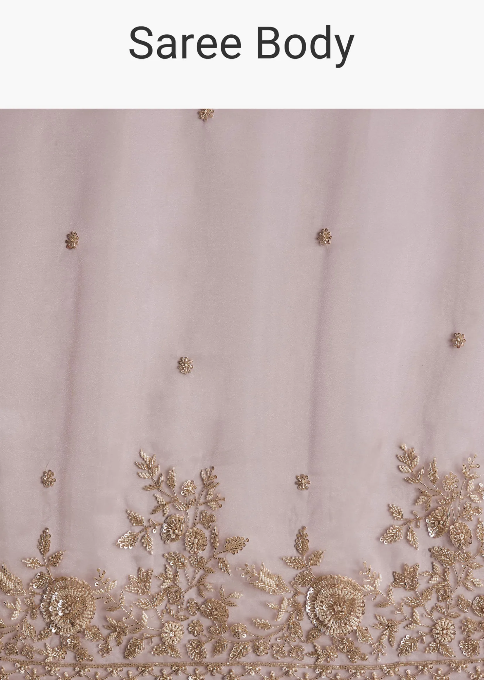 Pink Tissue Saree Adorned With Scallop Border And Heavy Embroidery