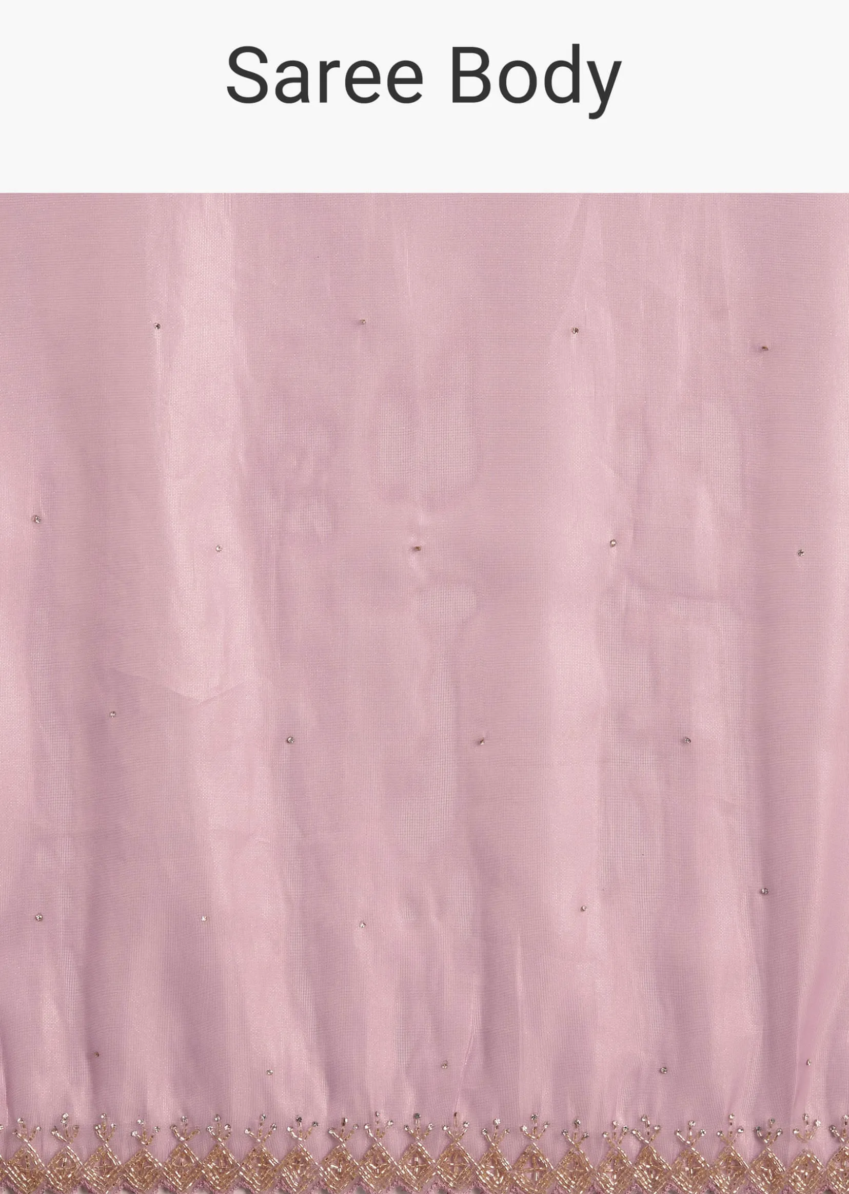Pink Tissue Saree With All Over Stone Embellishment And Cutdana Scallop Border