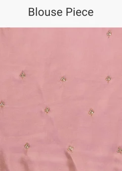 Pink Tissue Saree With Cutdana Embroidery And Scallop Border
