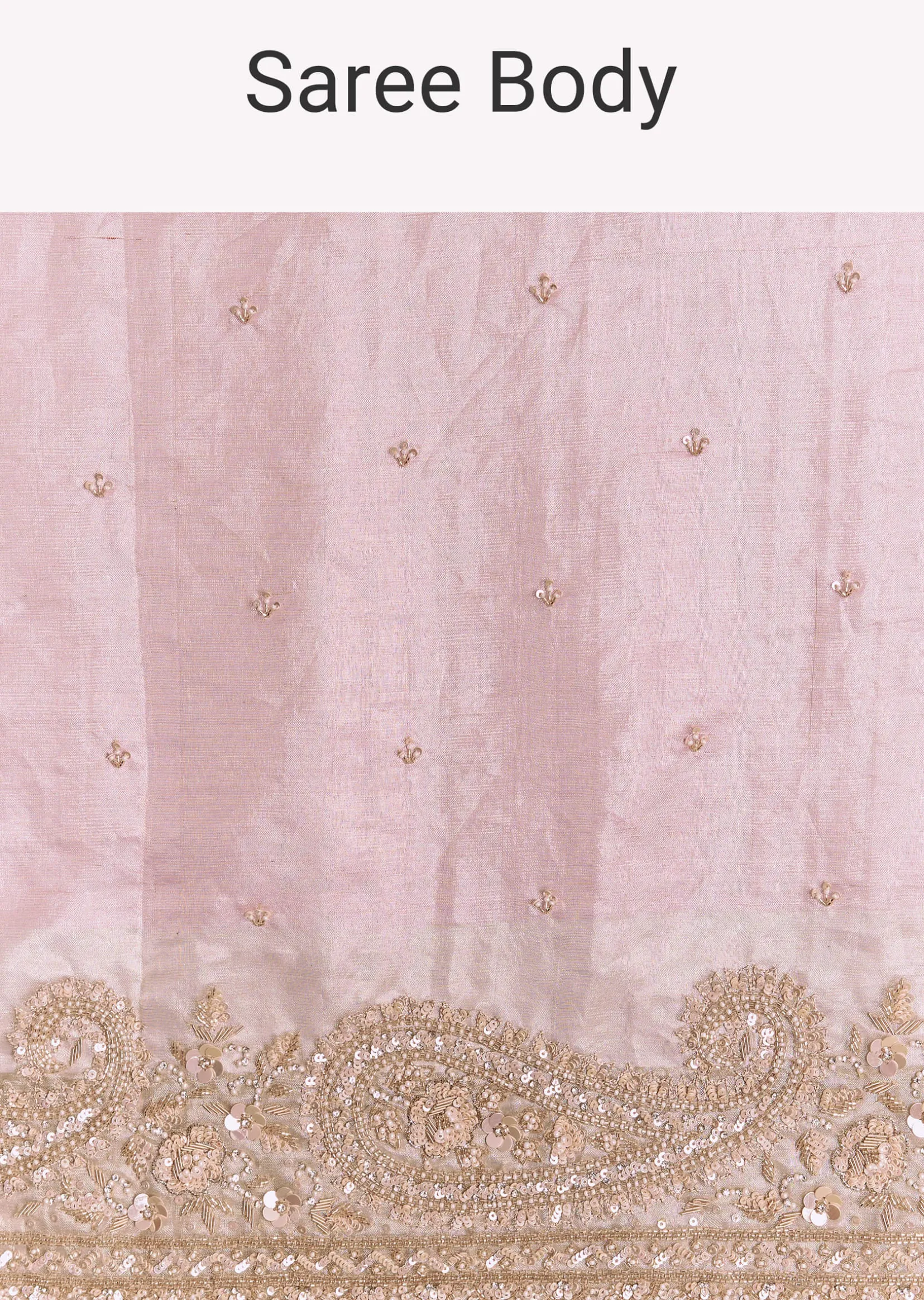 Pink Tissue Saree With Zardosi Moti And Cutdana Blouse