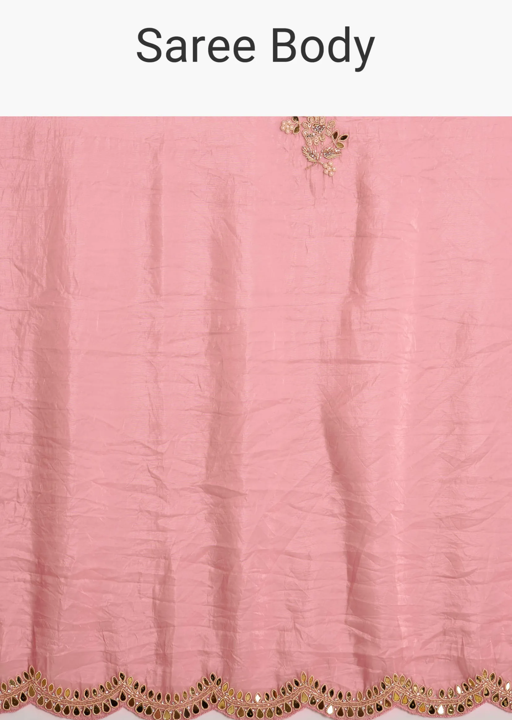 Pink Tissue Zardozi Saree With Scallop Border