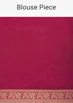 Pink Woven Saree In Silk With Bandhani Motifs And Unstitched Blouse Piece