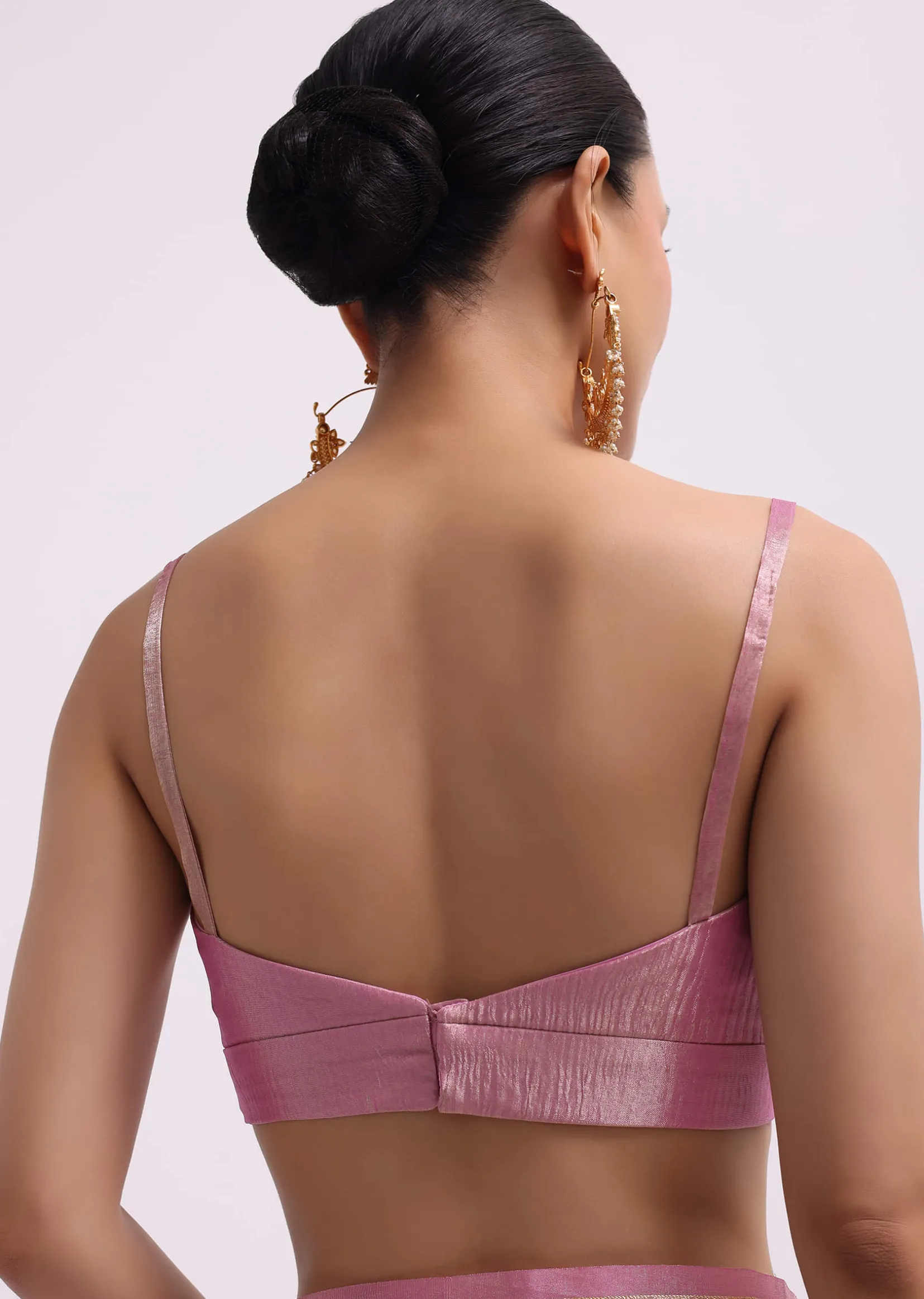 Pink Zari Woven Chanderi Saree With Unstitched Blouse