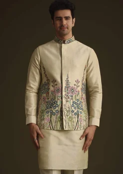 Pista Green Floral Embroidered Jacket Set